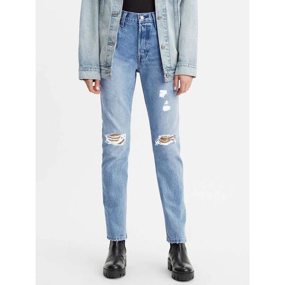Levi's 501 Original High-Rise Straight Denim Jeans Oxnard Athens Crown Blue 25 - Picture 1 of 12